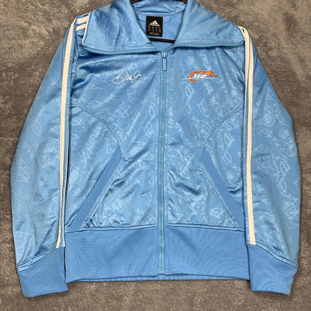 Adidas Dale Earnhardt Jr Track Jacket Womens Small Blue NASCAR Racing Full Zip